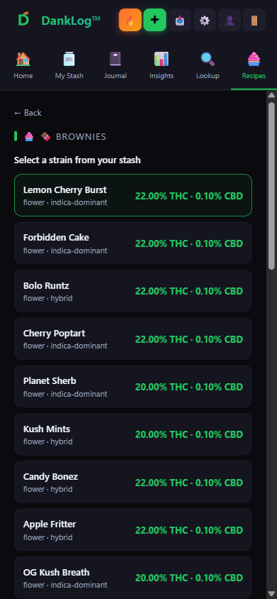 Strain picker from stash